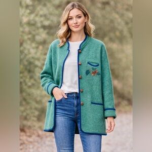 Austrian Virgin Wool Loden Coat | Boiled Wool Jacket with leather buttons